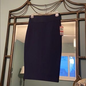 Navy fitted midi skirt